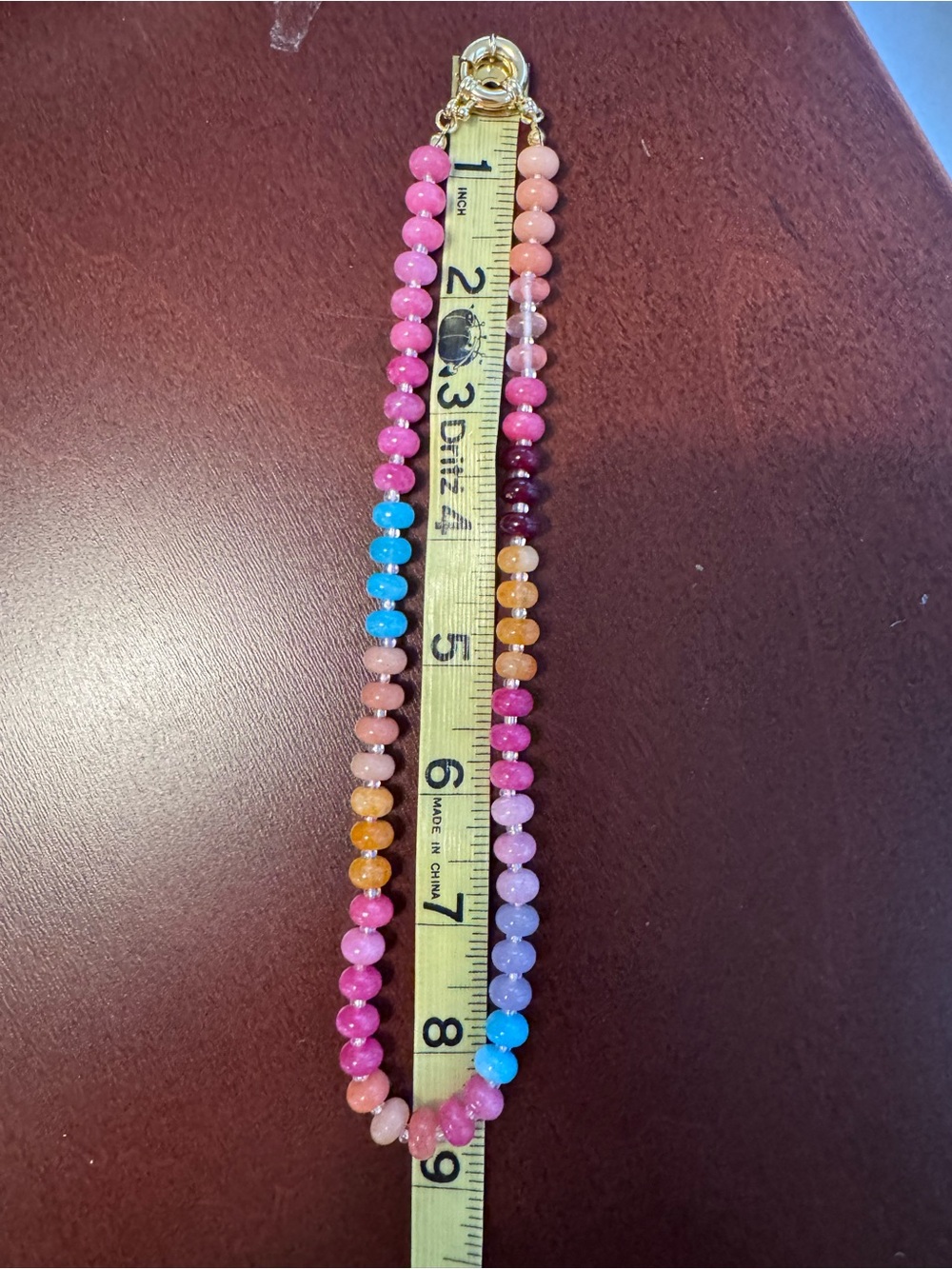 Colorful Multistone Bead Necklace with Gold Clasp - Picture 5 of 5